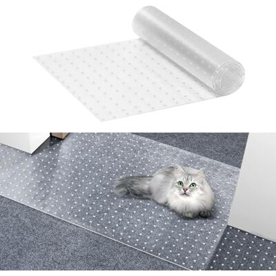 VEVOR Protector de Alfombra para Mascotas, a Prueba de Arañazos para Puerta, Protector de Alfombra Antideslizante para Gatos, Tapón de Plástico Fácil Cortar, 1097 x 380 x 5,7 mm, 3,84 m², Transparente VEVOR Protector de Alfombra para Mascotas, a Prueba de Arañazos para Puerta, Protector de Alfombra Antideslizante para Gatos, Tapón de Plástico Fácil Cortar, 1097 x 380 x 5,7 mm, 3,84 m², Transparente