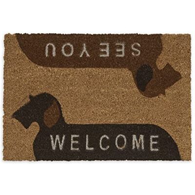 Relaxdays Felpudo Entrada Casa Welcome/See You, Alfombrilla Puerta Perro, Tapete Coco 60x40 cm, Base PVC, Marrón Natural Relaxdays Felpudo Entrada Casa Welcome/See You, Alfombrilla Puerta Perro, Tapete Coco 60x40 cm, Base PVC, Marrón Natural