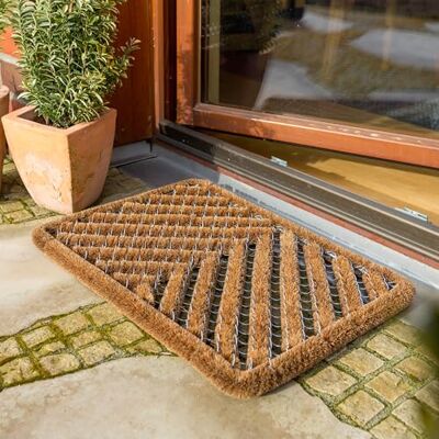 Astra Felpudo de Exterior de Coco Antipolvo con Cepillo Resistente a la Intemperie Set de 2 Natural 40x60 cm Astra Felpudo de Exterior de Coco Antipolvo con Cepillo Resistente a la Intemperie Set de 2 Natural 40x60 cm