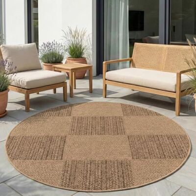 Carpetsale24 Alfombra Exterior Redonda 160 cm Beige, Resistente a la Intemperie Fácil de Limpiar, Alfombra Estilo Yute para Terraza Jardín Salón Comedor Carpetsale24 Alfombra Exterior Redonda 160 cm Beige, Resistente a la Intemperie Fácil de Limpiar, Alfombra Estilo Yute para Terraza Jardín Salón Comedor