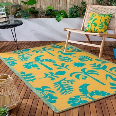 Alfombra reciclada para exteriores Marula - Amarillo y turquesa Alfombra reciclada para exteriores Marula - Amarillo y turquesa