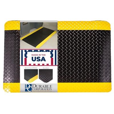 Durable Corporación vinilo diamond-dek esponja Industrial alfombrilla antifatiga, para interiores, 36 Inches X 60 Inches, Black with Yellow Border, 1 Durable Corporación vinilo diamond-dek esponja Industrial alfombrilla antifatiga, para interiores, 36 Inches X 60 Inches, Black with Yellow Border, 1
