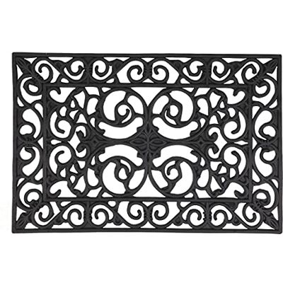 Relaxdays Fußmatte Gummi Felpudo de Goma, 40x60 cm, Antideslizante, Resistente a la Intemperie, Interior y Exterior, con Flores, Negro, Caucho Relaxdays Fußmatte Gummi Felpudo de Goma, 40x60 cm, Antideslizante, Resistente a la Intemperie, Interior y Exterior, con Flores, Negro, Caucho
