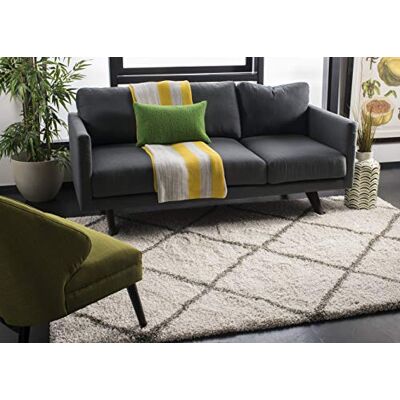 Safavieh Alfombra Shag Sala de Estar, Comedor, Dormitorio Hudson Shag Collection, Pelo Largo, Marfil y Gris, 183 X 274 cm Safavieh Alfombra Shag Sala de Estar, Comedor, Dormitorio Hudson Shag Collection, Pelo Largo, Marfil y Gris, 183 X 274 cm