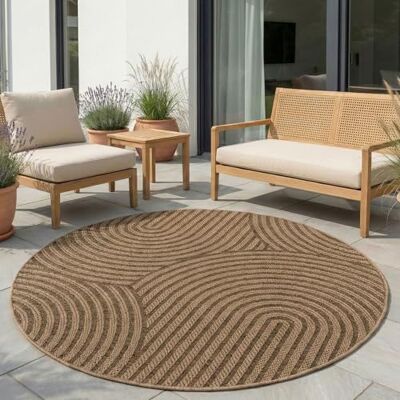 Carpetsale24 Alfombra Exterior Redonda 120 cm Beige, Resistente a la Intemperie Fácil de Limpiar, Alfombra Estilo Yute Natural para Terraza Balcón Salón Carpetsale24 Alfombra Exterior Redonda 120 cm Beige, Resistente a la Intemperie Fácil de Limpiar, Alfombra Estilo Yute Natural para Terraza Balcón Salón