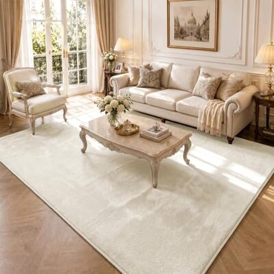 VOUNOT ® Alfombra Moderna para Salón 200x300 cm, Pelo Corto Suave y Lavable, con Base y Alfombrilla Antideslizante Doble, para Dormitorio o Habitación, Beige VOUNOT ® Alfombra Moderna para Salón 200x300 cm, Pelo Corto Suave y Lavable, con Base y Alfombrilla Antideslizante Doble, para Dormitorio o Habitación, Beige