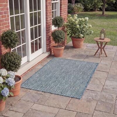 Safavieh Alfombra Contemporáneas para Sala de Estar, Comedor, Dormitorio Courtyard Collection, Pelo Corto, Azul Marino y Gris, 61 X 109 cm Safavieh Alfombra Contemporáneas para Sala de Estar, Comedor, Dormitorio Courtyard Collection, Pelo Corto, Azul Marino y Gris, 61 X 109 cm