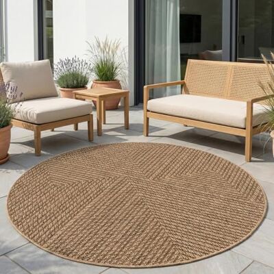 Carpetsale24 Alfombra Exterior Redonda 120 cm Beige, Resistente a la Intemperie Fácil de Limpiar, Alfombra Estilo Yute Natural para Terraza Balcón Salón Carpetsale24 Alfombra Exterior Redonda 120 cm Beige, Resistente a la Intemperie Fácil de Limpiar, Alfombra Estilo Yute Natural para Terraza Balcón Salón