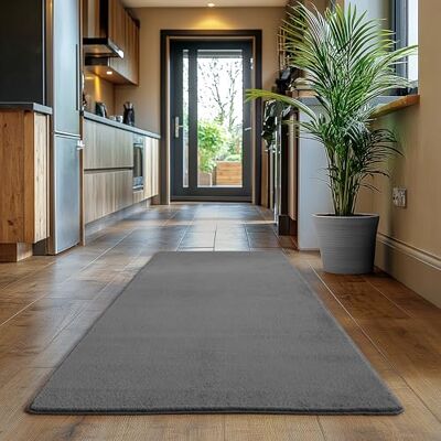 SIMPEX Alfombra Runner Gris 80x150 cm Alfombra de Pelo Corto Lavable, Antideslizante y Suave, Diseño Monocromático Moderno para Dormitorio, Cocina y Pasillo SIMPEX Alfombra Runner Gris 80x150 cm Alfombra de Pelo Corto Lavable, Antideslizante y Suave, Diseño Monocromático Moderno para Dormitorio, Cocina y Pasillo