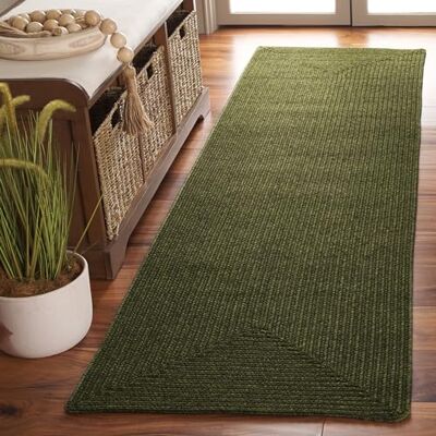 Safavieh Alfombra Contemporáneas para Sala de Estar, Comedor, Dormitorio Lavable a máquina et Reversible Braided Collection, Pelo Corto, Verde, 62 X 240 cm Safavieh Alfombra Contemporáneas para Sala de Estar, Comedor, Dormitorio Lavable a máquina et Reversible Braided Collection, Pelo Corto, Verde, 62 X 240 cm