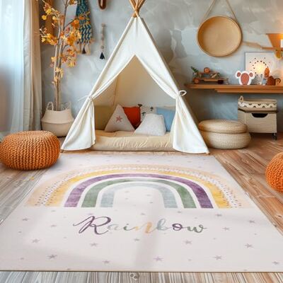 SIMPEX Alfombra Infantil Multicolor 120x170 cm Arcoíris Diseño Moderno Antideslizante Lavable Suave Antialérgica Habitación SIMPEX Alfombra Infantil Multicolor 120x170 cm Arcoíris Diseño Moderno Antideslizante Lavable Suave Antialérgica Habitación