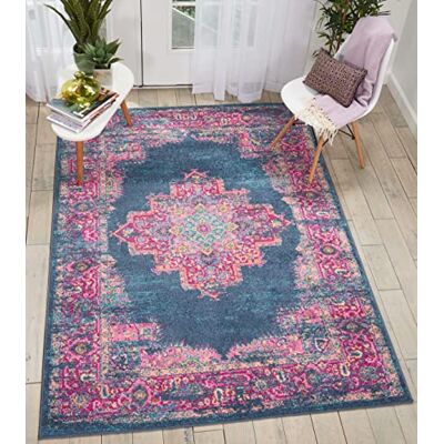 Nourison Passion Alfombra Azul de 5 pies 3 Pulgadas x 7 pies 3 Pulgadas, Estilo Bohemio, Tradicional, fácil de Limpiar, no se desprende, para Dormitorio, Sala de Estar, Pasillo (5 pies x 7 pies) Nourison Passion Alfombra Azul de 5 pies 3 Pulgadas x 7 pies 3 Pulgadas, Estilo Bohemio, Tradicional, fácil de Limpiar, no se desprende, para Dormitorio, Sala de Estar, Pasillo (5 pies x 7 pies)