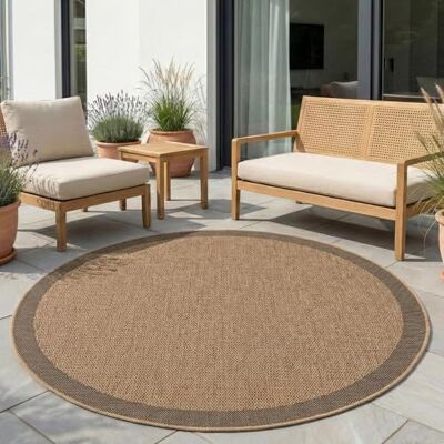 Carpetsale24 Alfombra Exterior Redonda 200 cm Beige, Resistente a la Intemperie Fácil de Limpiar, Alfombra Estilo Yute Natural para Jardín Terraza Salón Comedor Carpetsale24 Alfombra Exterior Redonda 200 cm Beige, Resistente a la Intemperie Fácil de Limpiar, Alfombra Estilo Yute Natural para Jardín Terraza Salón Comedor