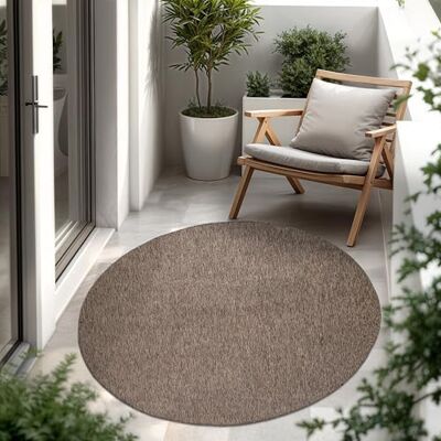 Paco Home Alfombra Exterior Interior Balcón Terraza Alfombra Cocina Monocolor Jaspeado, tamaño:Ø 200 cm Redon, Color:Taupe Paco Home Alfombra Exterior Interior Balcón Terraza Alfombra Cocina Monocolor Jaspeado, tamaño:Ø 200 cm Redon, Color:Taupe