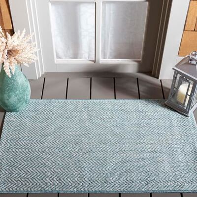 Safavieh Alfombra Contemporáneas para Sala de Estar, Comedor, Dormitorio Courtyard Collection, Pelo Corto, Azul Gris, 79 X 152 cm Safavieh Alfombra Contemporáneas para Sala de Estar, Comedor, Dormitorio Courtyard Collection, Pelo Corto, Azul Gris, 79 X 152 cm
