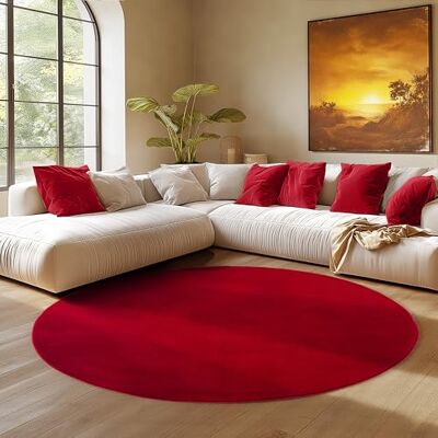 SIMPEX Alfombra Redonda Rojo 160 cm Alfombra de Pelo Corto Lavable, Redonda, Antideslizante y Suave, Diseño Monocromático Moderno para Sala, Dormitorio, Cocina y Habitación Infantil SIMPEX Alfombra Redonda Rojo 160 cm Alfombra de Pelo Corto Lavable, Redonda, Antideslizante y Suave, Diseño Monocromático Moderno para Sala, Dormitorio, Cocina y Habitación Infantil