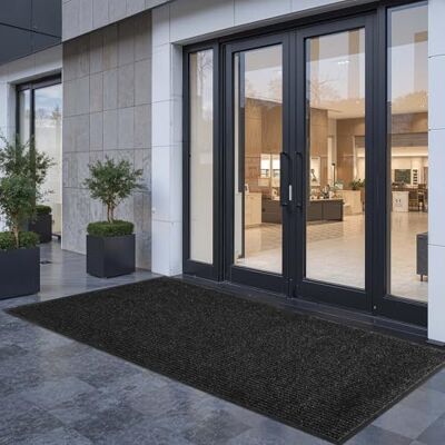 VEVOR Felpudo para Puerta de Entrada, Interior y Exterior, Elegante Alfombra de Tiras Largas con Reverso PVC, Resistente y Lavable, para Pasillo, Balcón y Garaje, Color Gris, 2438 x 1219 x 7 mm VEVOR Felpudo para Puerta de Entrada, Interior y Exterior, Elegante Alfombra de Tiras Largas con Reverso PVC, Resistente y Lavable, para Pasillo, Balcón y Garaje, Color Gris, 2438 x 1219 x 7 mm