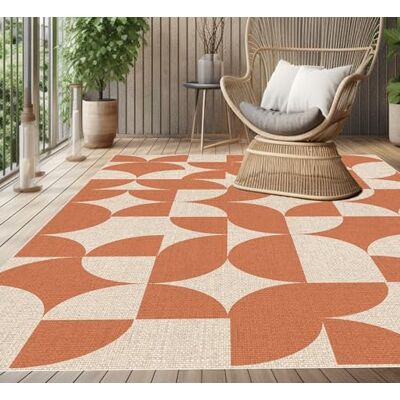 VINILIKO Design Alfombra Vinílica Geométrica Caracas Terracota 100x160 cm Interior y Exterior, Antideslizante Diseño Vintage Alfombra Vinilo Salón, Terraza VINILIKO Design Alfombra Vinílica Geométrica Caracas Terracota 100x160 cm Interior y Exterior, Antideslizante Diseño Vintage Alfombra Vinilo Salón, Terraza