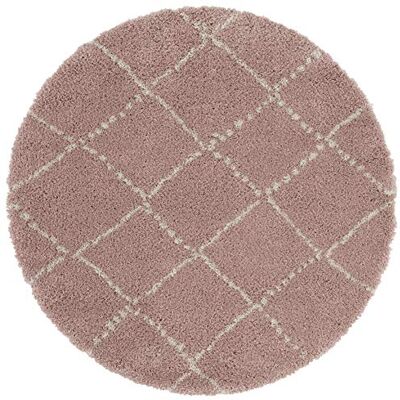 Mint Rugs Hash Alfombra Redonda, Suave, mullida, de Pelo Largo, Shaggy Flokati, diseño de Rombos, para salón, Cocina, Pasillo o Dormitorio, Color Rosa Crema, diámetro 160 cm, Polipropileno Mint Rugs Hash Alfombra Redonda, Suave, mullida, de Pelo Largo, Shaggy Flokati, diseño de Rombos, para salón, Cocina, Pasillo o Dormitorio, Color Rosa Crema, diámetro 160 cm, Polipropileno