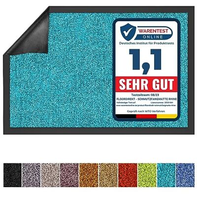 Floordirekt Rhine Felpudo para Entrada (90 x 600 cm. Lavable y Potente. con Parte Trasera Antideslizante. Color Turquesa Floordirekt Rhine Felpudo para Entrada (90 x 600 cm. Lavable y Potente. con Parte Trasera Antideslizante. Color Turquesa