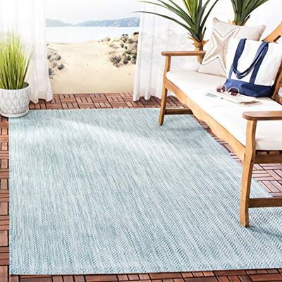 Safavieh Alfombra Contemporáneas para Sala de Estar, Comedor, Dormitorio Courtyard Collection, Pelo Corto, Azul Gris, 122 X 170 cm Safavieh Alfombra Contemporáneas para Sala de Estar, Comedor, Dormitorio Courtyard Collection, Pelo Corto, Azul Gris, 122 X 170 cm