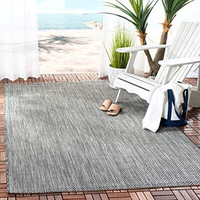 Safavieh Alfombra Contemporáneas para Sala de Estar, Comedor, Dormitorio Courtyard Collection, Pelo Corto, Negro y Beige, 160 X 231 cm Safavieh Alfombra Contemporáneas para Sala de Estar, Comedor, Dormitorio Courtyard Collection, Pelo Corto, Negro y Beige, 160 X 231 cm