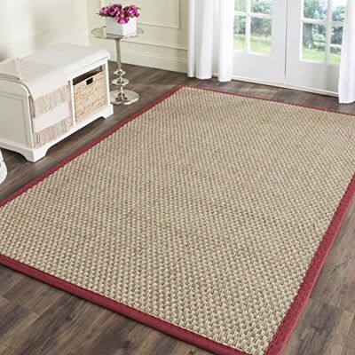 Safavieh Alfombra De Fibra Natural Sala de Estar, Comedor, Dormitorio Natural Fiber Collection, Pelo Corto, Rojo Borgoña, 122 x 183 cm Safavieh Alfombra De Fibra Natural Sala de Estar, Comedor, Dormitorio Natural Fiber Collection, Pelo Corto, Rojo Borgoña, 122 x 183 cm