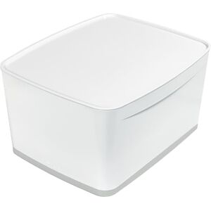 Leitz A4 MyBox grande con tapa, caja de almacenamiento para el hogar y la oficina, 18 L, acabado mate, plástico, sin BPA y apto para alimentos, blanco/gris, Leitz A4 MyBox grande con tapa, caja de almacenamiento para el hogar y la oficina, 18 L, acabado mate, plástico, sin BPA y apto para alimentos, blanco/gris,
