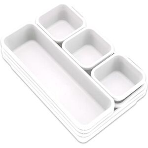 Addis 8 bandejas de almacenamiento de plástico para cajones entrelazados, para cocina, oficina, escritorio, maquillaje, ropa, joyería, manualidades, baño, organización, color blanco Addis 8 bandejas de almacenamiento de plástico para cajones entrelazados, para cocina, oficina, escritorio, maquillaje, ropa, joyería, manualidades, baño, organización, color blanco
