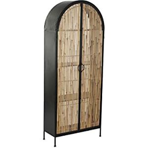 DKD Home Decor Vitrina Color Negro y Natural, de Metal y ratán (61 x 26 x 150,3 centímetros) DKD Home Decor Vitrina Color Negro y Natural, de Metal y ratán (61 x 26 x 150,3 centímetros)