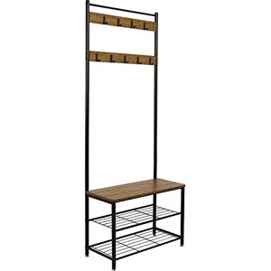 Perchero de pie industrial marrón Mondeer - 9 ganchos 175cm Perchero de pie industrial marrón Mondeer - 9 ganchos 175cm