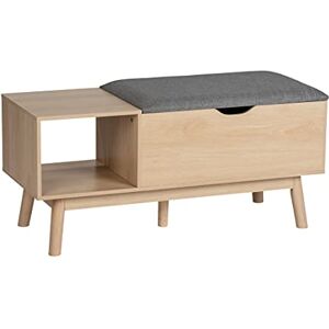 Wenko Compartimento de Almacenamiento Edda, Banco Zapatero con Asiento Acolchado, Madera, Beige, 100 x 45 x 40 cm, Wenko Compartimento de Almacenamiento Edda, Banco Zapatero con Asiento Acolchado, Madera, Beige, 100 x 45 x 40 cm,