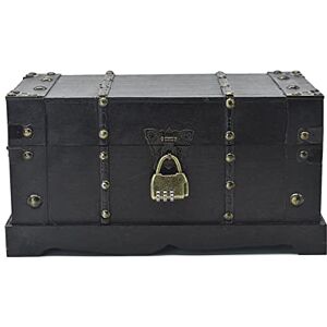 JFFCESTORE Baúl de almacenamiento de madera antiguo decorativo vintage con cerradura para decoración de la casa, día de San Valentín, día de la madre, cumpleaños (negro antiguo) JFFCESTORE Baúl de almacenamiento de madera antiguo decorativo vintage con cerradura para decoración de la casa, día de San Valentín, día de la madre, cumpleaños (negro antiguo)