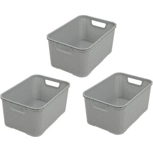 BranQ Home essential Cesta en diseño de ratán, juego de 3 unidades, tamaño S, 7 L, sin bisfenol A, plástico polipropileno, gris claro BranQ Home essential Cesta en diseño de ratán, juego de 3 unidades, tamaño S, 7 L, sin bisfenol A, plástico polipropileno, gris claro