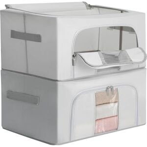 AiQInu Cajas Almacenaje Ropa 2 Unidades 24L Plegables con Marco Metálico, Organizador Armario Ropa para Dormitorio, Cajón Plegable Impermeable para Estantería, Bolsas Guardar Ropa AiQInu Cajas Almacenaje Ropa 2 Unidades 24L Plegables con Marco Metálico, Organizador Armario Ropa para Dormitorio, Cajón Plegable Impermeable para Estantería, Bolsas Guardar Ropa