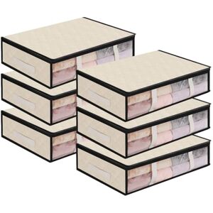 AiQInu Cajas Almacenaje Ropa, 6 Set Plegables Bajo Cama Bolsas para Guardar Ropa con Cremallera Ventana Transparente, Cama Organizador Armario para Ropa Mantas Edredones 60 x 45 x 15cm AiQInu Cajas Almacenaje Ropa, 6 Set Plegables Bajo Cama Bolsas para Guardar Ropa con Cremallera Ventana Transparente, Cama Organizador Armario para Ropa Mantas Edredones 60 x 45 x 15cm