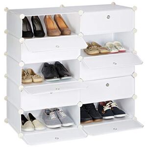 Relaxdays Zapatero, con 10 Compartimentos, Armario Zapatos Grande, Estantería Modular Plástico, DIY, 90x94x37 cm, Blanco Relaxdays Zapatero, con 10 Compartimentos, Armario Zapatos Grande, Estantería Modular Plástico, DIY, 90x94x37 cm, Blanco