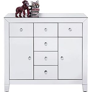 Kare Design Luxury-Cómoda de 2 puertas con 6 cajones, estilo glamuroso, consola asas brillantes, armario de espejo en diseño extravagante, Madera de ingeniería, plata, (H/B/T) 84 x 88 x 41 cm Kare Design Luxury-Cómoda de 2 puertas con 6 cajones, estilo glamuroso, consola asas brillantes, armario de espejo en diseño extravagante, Madera de ingeniería, plata, (H/B/T) 84 x 88 x 41 cm