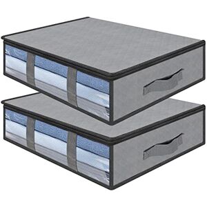 AiQInu Cajas Almacenaje Ropa, 2 Set Plegables Bajo Cama Bolsas con Ventana Transparente, Cama Organizador Armario para Ropa Mantas Edredones 60 x 45 x 15cm AiQInu Cajas Almacenaje Ropa, 2 Set Plegables Bajo Cama Bolsas con Ventana Transparente, Cama Organizador Armario para Ropa Mantas Edredones 60 x 45 x 15cm