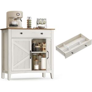 VASAGLE LIRY Colección Aparador, Armario de Almacenaje con Cajón, Armario de Cocina con Puertas y Estante Regulable, para Salón, Comedor, 40 x 80 x 80 cm, Blanco Rústico y Marrón Miel VASAGLE LIRY Colección Aparador, Armario de Almacenaje con Cajón, Armario de Cocina con Puertas y Estante Regulable, para Salón, Comedor, 40 x 80 x 80 cm, Blanco Rústico y Marrón Miel