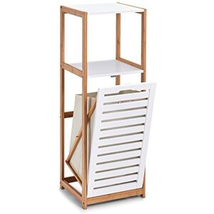 Zeller Estantería de pie con Cesta para la Colada, bambú y Tablero de Fibra de Densidad Media, Color Blanco, Aprox. 36 x 33 x 98 cm, Armario de baño, Estante para la Colada Zeller Estantería de pie con Cesta para la Colada, bambú y Tablero de Fibra de Densidad Media, Color Blanco, Aprox. 36 x 33 x 98 cm, Armario de baño, Estante para la Colada