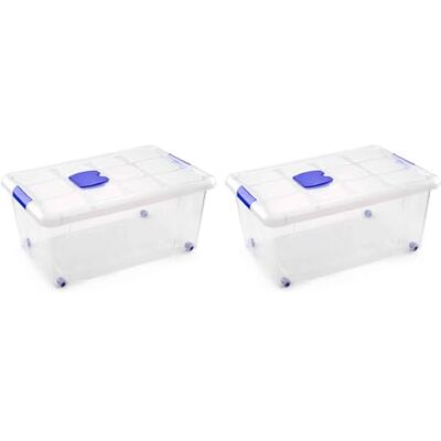 AC Pk de 2 Cajas de ordenión de plástico Transparente Nº 3. Contenedor para almenar Libros, Ropa, Mantas. Capidad 36 litros. Dimensiones Aprox.: 59 x 40,5 x 25,7 cm AC Pk de 2 Cajas de ordenión de plástico Transparente Nº 3. Contenedor para almenar Libros, Ropa, Mantas. Capidad 36 litros. Dimensiones Aprox.: 59 x 40,5 x 25,7 cm