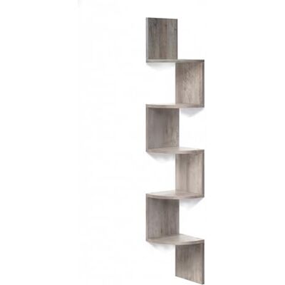 Relaxdays Estantería esquinera con 5 estantes en MDF, diseño Zigzag, para Pared, Gris Claro 125×20×20 cm Relaxdays Estantería esquinera con 5 estantes en MDF, diseño Zigzag, para Pared, Gris Claro 125×20×20 cm