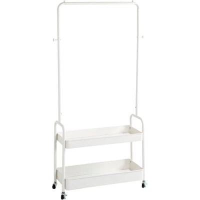 HAKU Perchero enrollable para muebles, blanco, metal, tubo de acero, dimensiones 85 x 155 x 31 cm, ancho x alto x profundidad, estilo moderno HAKU Perchero enrollable para muebles, blanco, metal, tubo de acero, dimensiones 85 x 155 x 31 cm, ancho x alto x profundidad, estilo moderno
