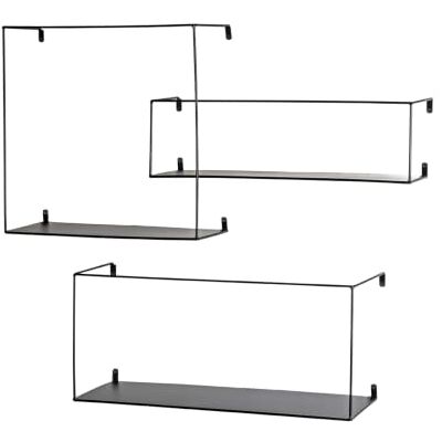 HAKU Estante de Pared Negro Estante Colgante Metal Set de 3 Medidas An 40 50 55 cm x Al 40 15 25 cm x Pr 18 16 20 cm Estilo: Modern HAKU Estante de Pared Negro Estante Colgante Metal Set de 3 Medidas An 40 50 55 cm x Al 40 15 25 cm x Pr 18 16 20 cm Estilo: Modern