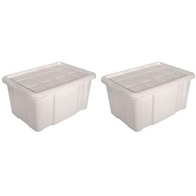 AC Pk de 2 cajas de almenamiento con tapa Nº 18 Plástico Contenedor, guardar ropa, mantas, libros Fabricado en España 60 L 29,7 x 61,5 x 45 cm Marfil AC Pk de 2 cajas de almenamiento con tapa Nº 18 Plástico Contenedor, guardar ropa, mantas, libros Fabricado en España 60 L 29,7 x 61,5 x 45 cm Marfil