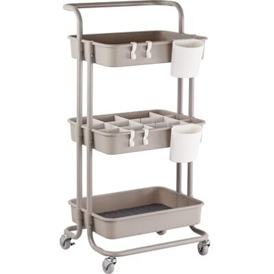 Relaxdays Carrito de Servicio 3 Niveles con Ruedas, estantería Beige 86x43x36 cm para baño, Cocina y Oficina Relaxdays Carrito de Servicio 3 Niveles con Ruedas, estantería Beige 86x43x36 cm para baño, Cocina y Oficina