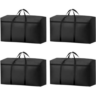 KOMABLEN 4 Piezas 180L Bolsas Almacenaje Ropa, 600D Oxford Impermeable Cajas para Guardar Ropa con Cremallera y Asa, Negro Plegable Bolsas Mudanza Grandes para Edredones, Mantas KOMABLEN 4 Piezas 180L Bolsas Almacenaje Ropa, 600D Oxford Impermeable Cajas para Guardar Ropa con Cremallera y Asa, Negro Plegable Bolsas Mudanza Grandes para Edredones, Mantas