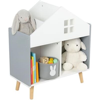 Relaxdays Estantería Infantil en Forma de casa, 6 Compartimentos, 65,7 x 60 x 30 cm, Estante para Juguetes, Blanco/Gris. Relaxdays Estantería Infantil en Forma de casa, 6 Compartimentos, 65,7 x 60 x 30 cm, Estante para Juguetes, Blanco/Gris.