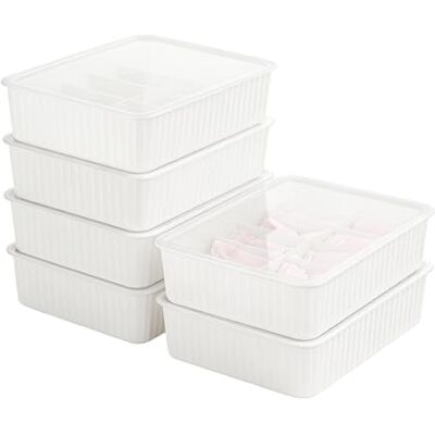 Cetomo 10 compartimentos de almacenamiento de plástico para ropa interior y calcetines con tapa, organizador de calcetines de lencería, organizador de cajones apilable con separadores, cesta de Cetomo 10 compartimentos de almacenamiento de plástico para ropa interior y calcetines con tapa, organizador de calcetines de lencería, organizador de cajones apilable con separadores, cesta de